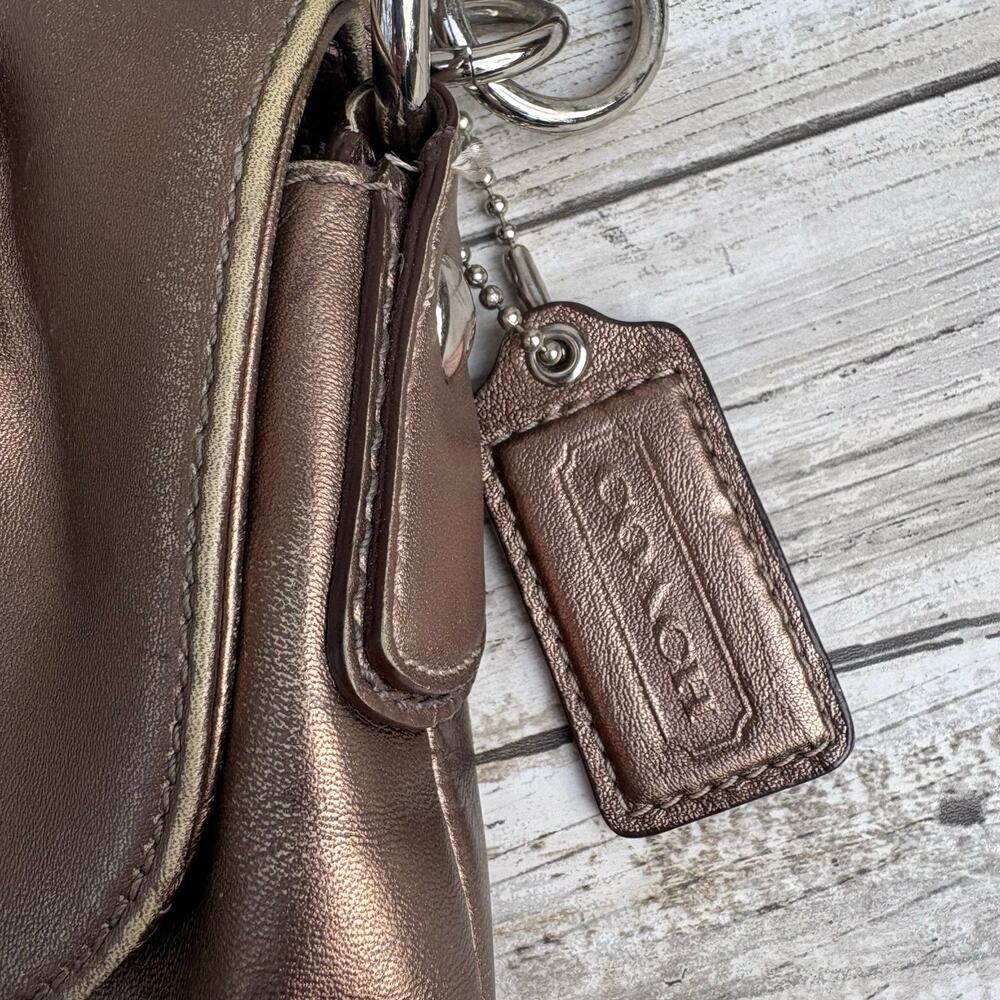 Coach Purse Soho Pleated Shoulder Bag Baguette Bronze Metallic F18217 - Picture 8 of 16